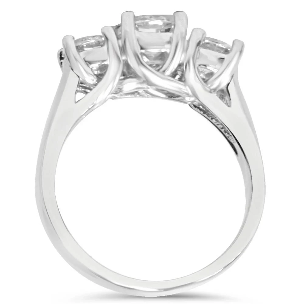 1ct 3-Stone Round Diamond Engagement Ring 14K White Gold (G-H, VS)