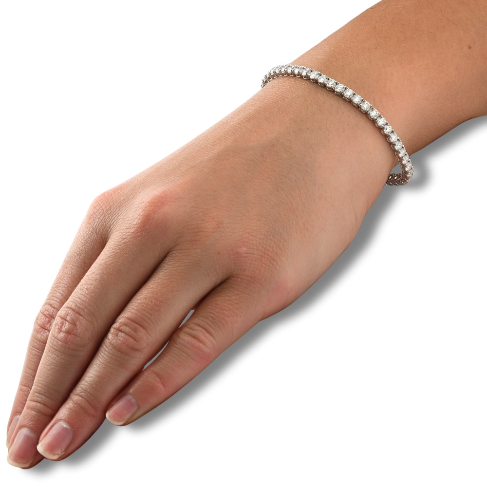 7ct Diamond Tennis Bracelet 14K White Gold Women's 7" Round Cut (G-H, I1)