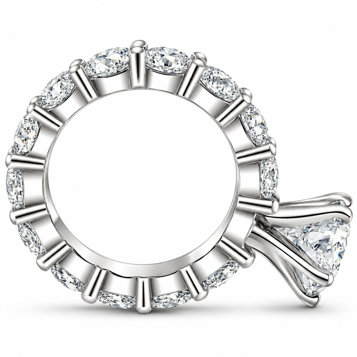 Certified 8Ct TW Pear Diamond Eternity Engagement Ring in 14k Gold Lab Grown (G-H, VS)