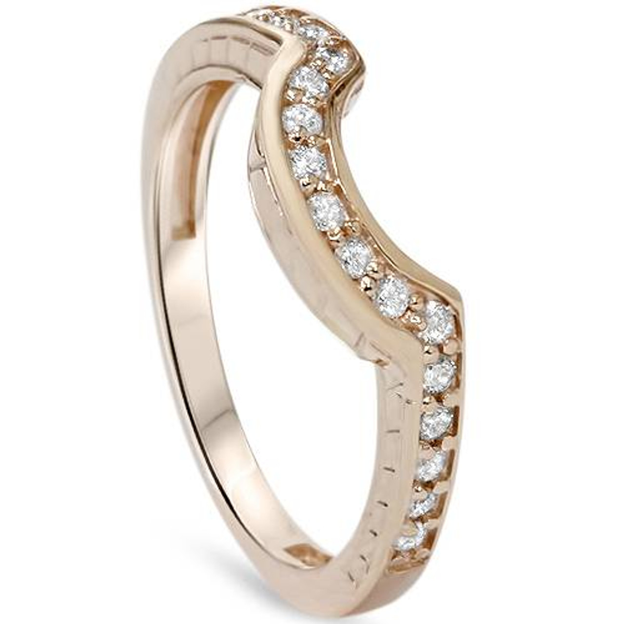 1/4ct Vintage Diamond Curved Guard Ring 14K Rose Gold (H-I, I1)