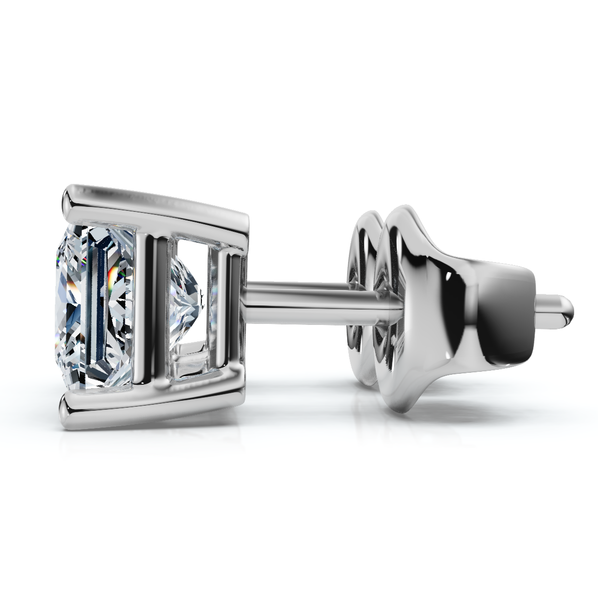 1 - 4 Ct TW Princess Cut Diamond Studs in 14k Gold Earrings Lab Grown (H-I, VS2-SI1)