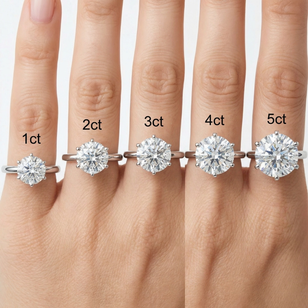 Platinum 1 - 5 carat Round Certified Diamond Engagement Ring Lab Grown (G-H, VS)