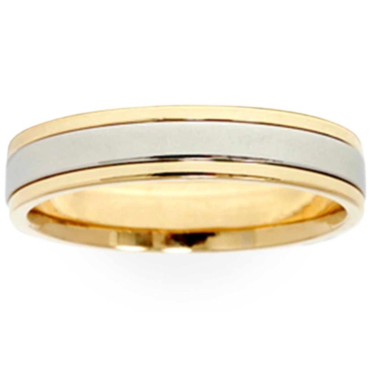 Ladies Platinum & 18k Gold Two Tone Comfort Fit Wedding