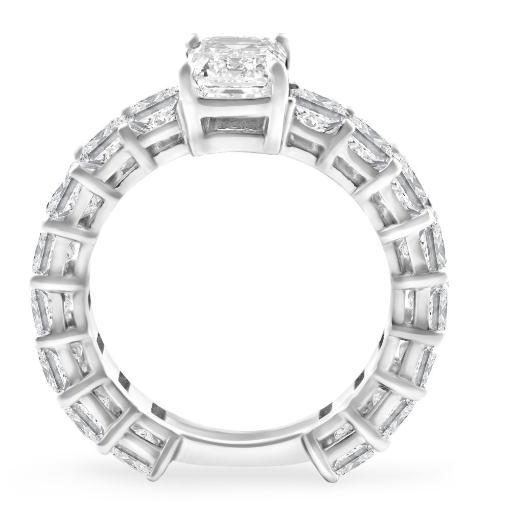 VS 7 1/2Ct Emerald Cut Diamond Engagement Ring 3/4 Eternity 14k Gold Lab Grown (G-H, VS)