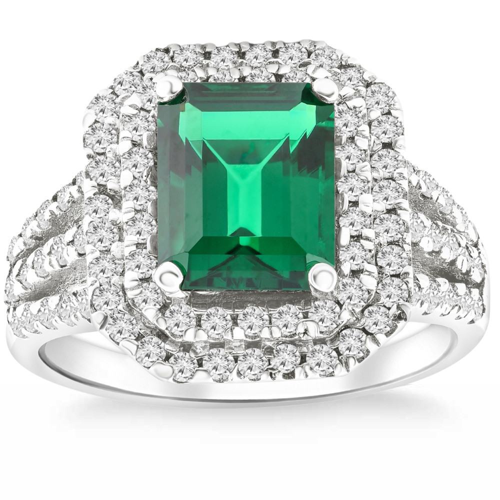 Certified 6Ct Aria Emerald Diamond Engagement Ring 14k Gold/Platinum Lab Grown (F-G, VS)