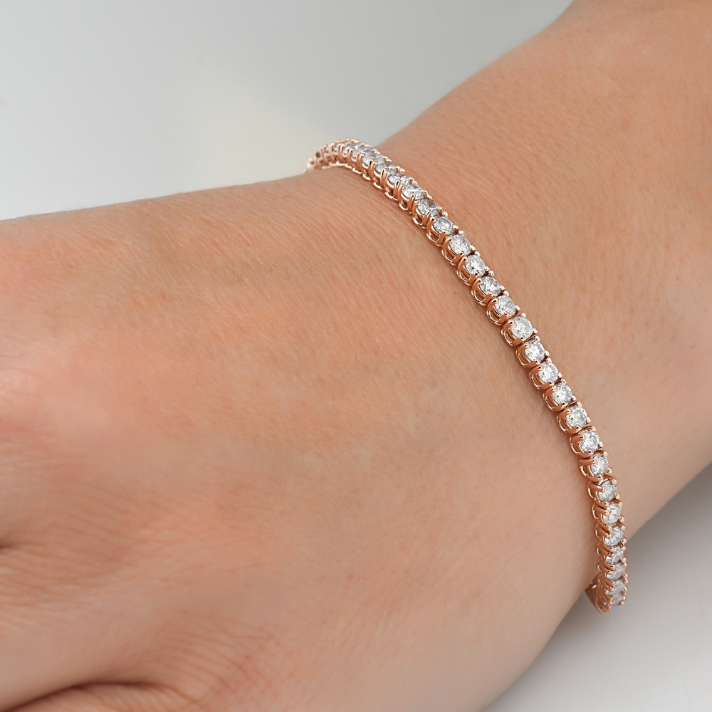 4 Carat TW Round Cut Lab Grown Diamond Tennis Bracelet 14k Yellow Gold Lab Grown (F-G, VS)
