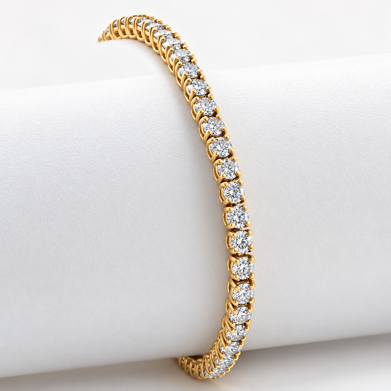 4 Carat TW Round Cut Lab Grown Diamond Tennis Bracelet 14k Yellow Gold Lab Grown (F-G, VS)