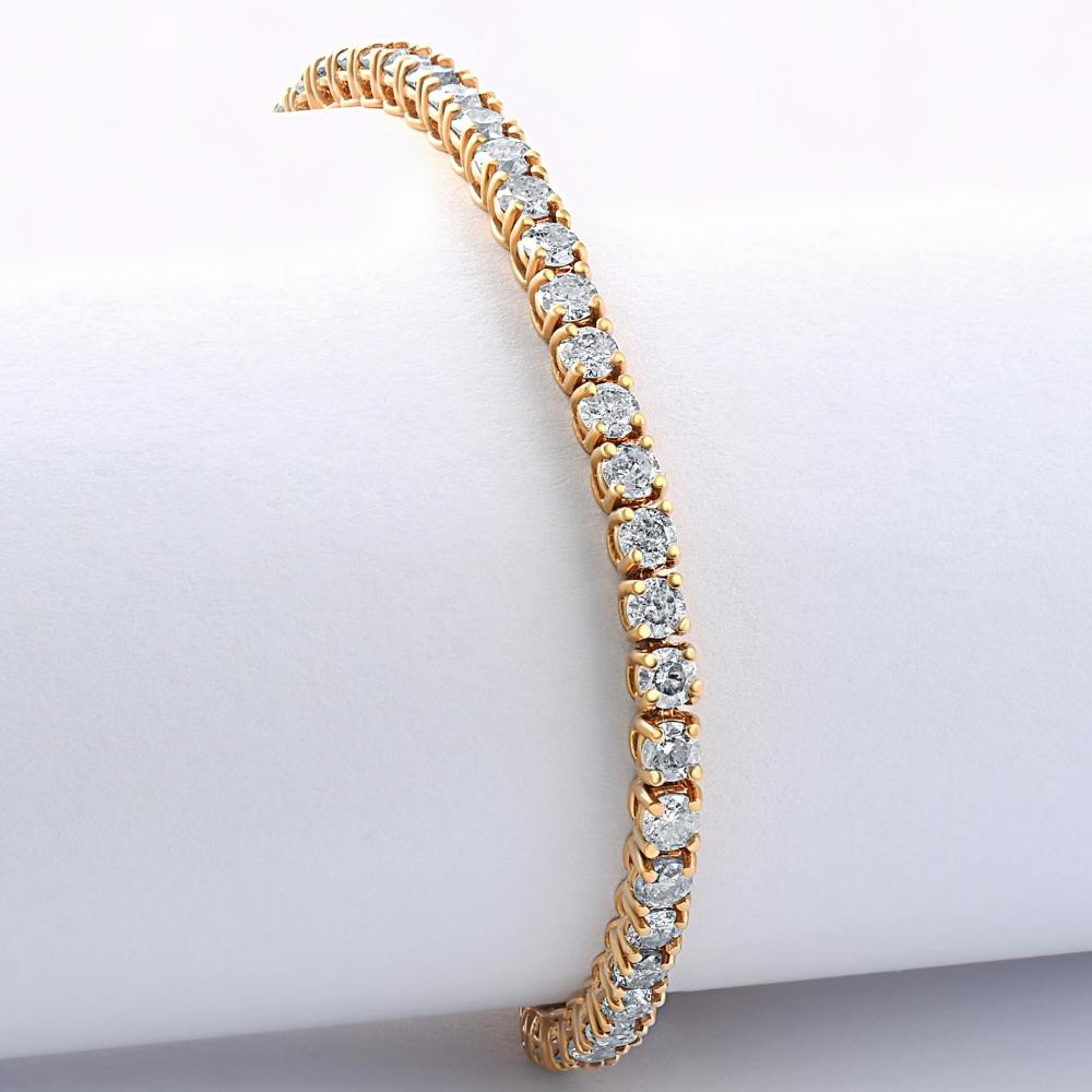 4 Carat TW Round Cut Lab Grown Diamond Tennis Bracelet 14k Yellow Gold Lab Grown (F-G, VS)