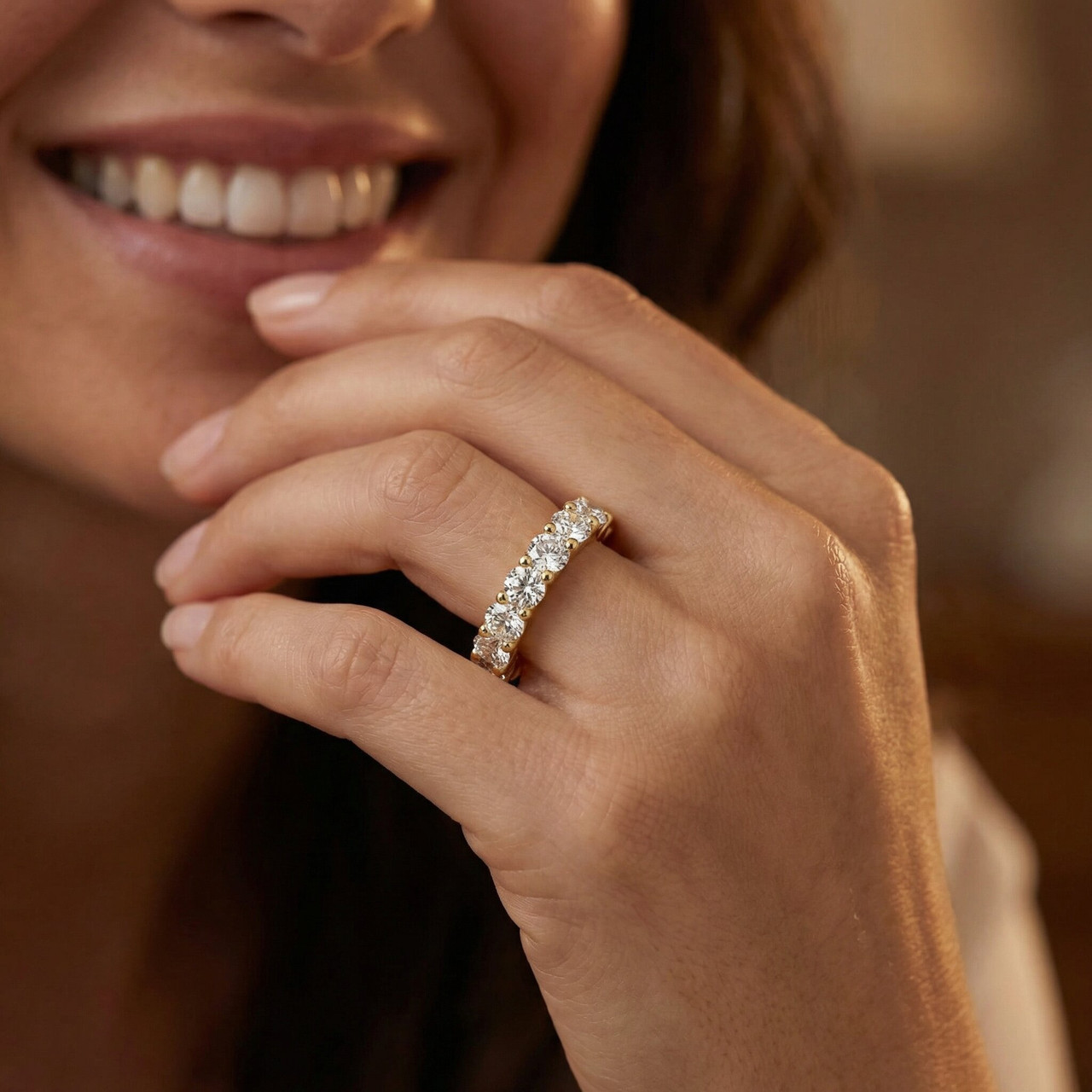 4 Carat Diamond Eternity Ring 14K Yellow Gold (J-K, I2-I3)