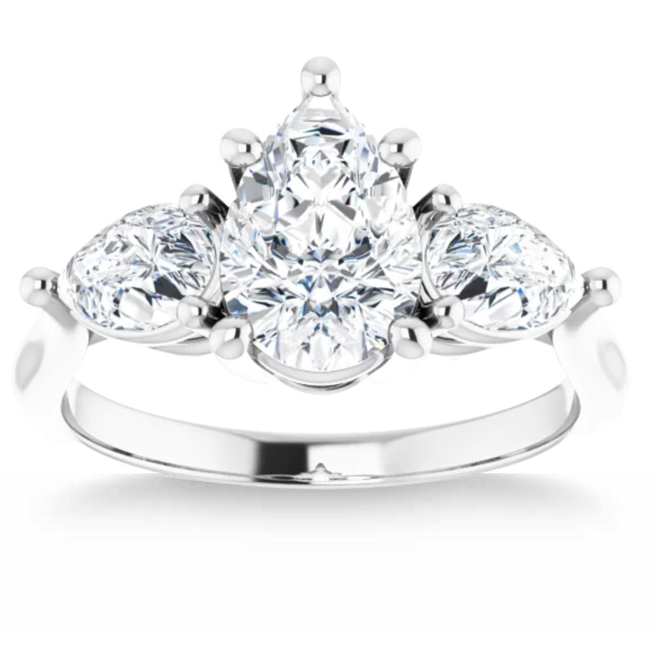 2Ct TW Pear Shape Three Stone Diamond Engagement Ring in 14k Gold Lab Grown (G-H, VS)