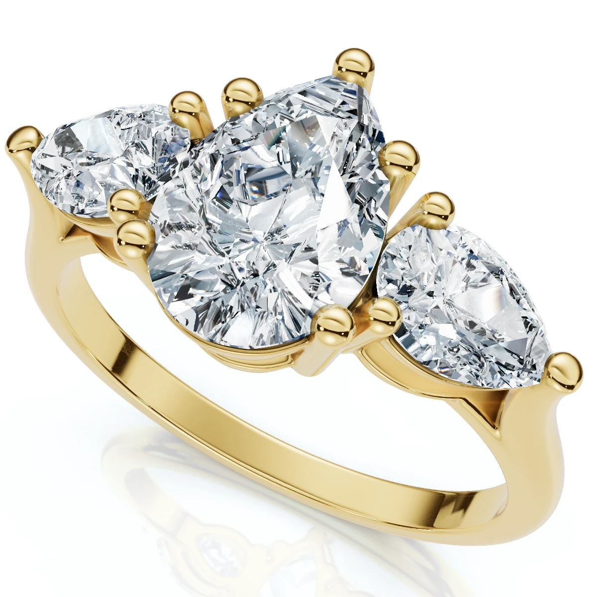 2Ct TW Pear Shape Three Stone Diamond Engagement Ring in 14k Gold Lab Grown (G-H, VS)