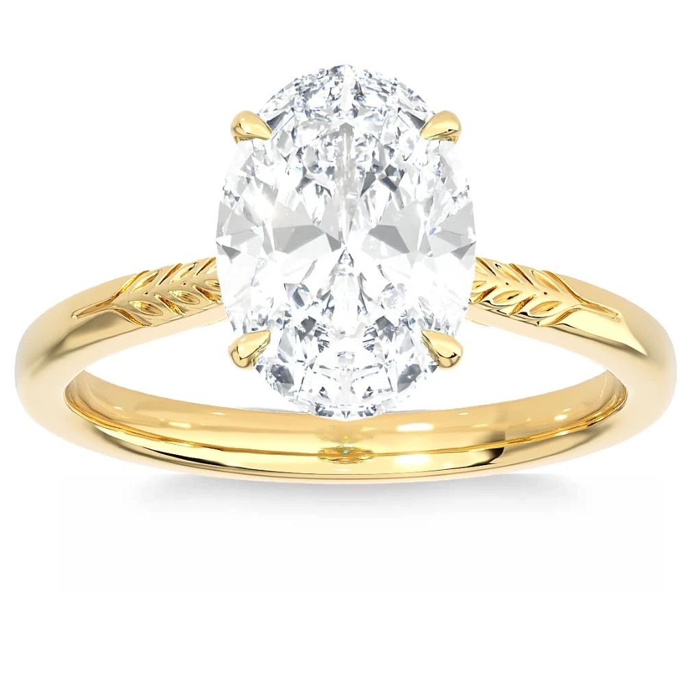 Certified 2 1/2Ct Oval Solitaire Diamond Engagement Ring in 14k Gold Lab Grown (G-H, VS)