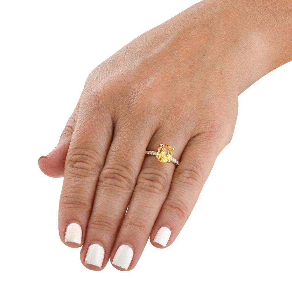 2 3/4Ct Oval Yellow Sapphire & Diamond Ring 14k Yellow Gold Lab Grown