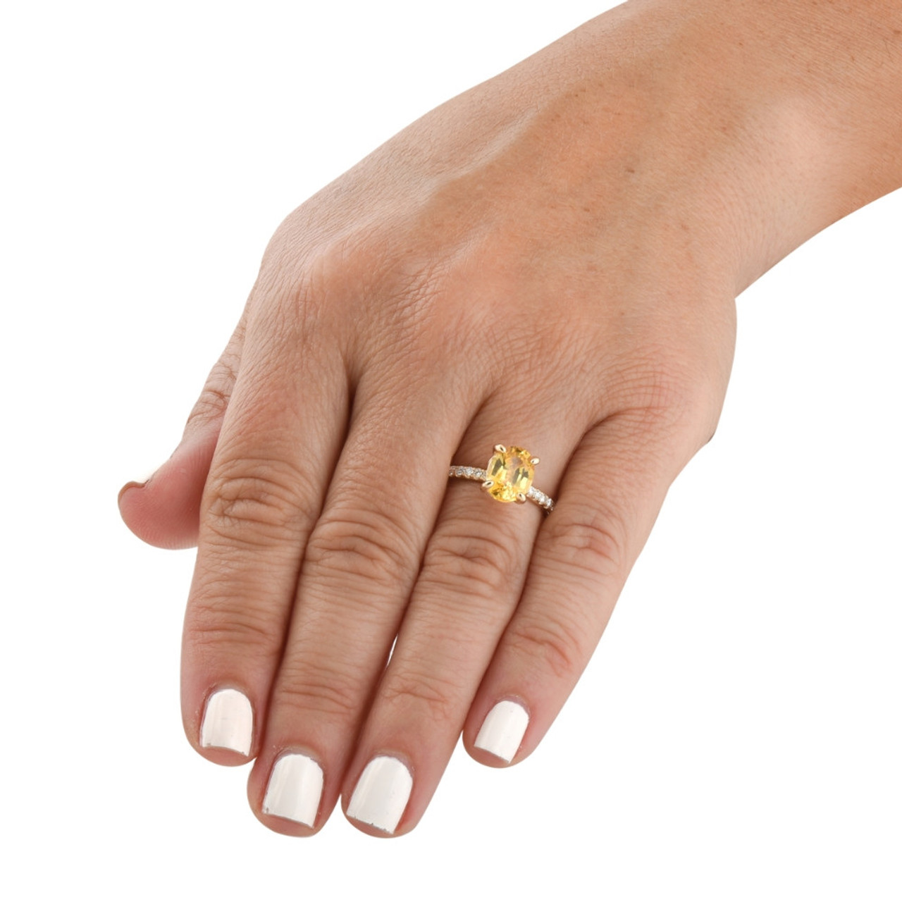 2 3/4Ct Oval Yellow Sapphire & Diamond Ring 14k Yellow Gold Lab Grown (G-H, VS) 2 3/4Ct Oval Yellow Sapphire & Diamond Ring 14k Yellow Gold Lab Grown (G-H, VS)