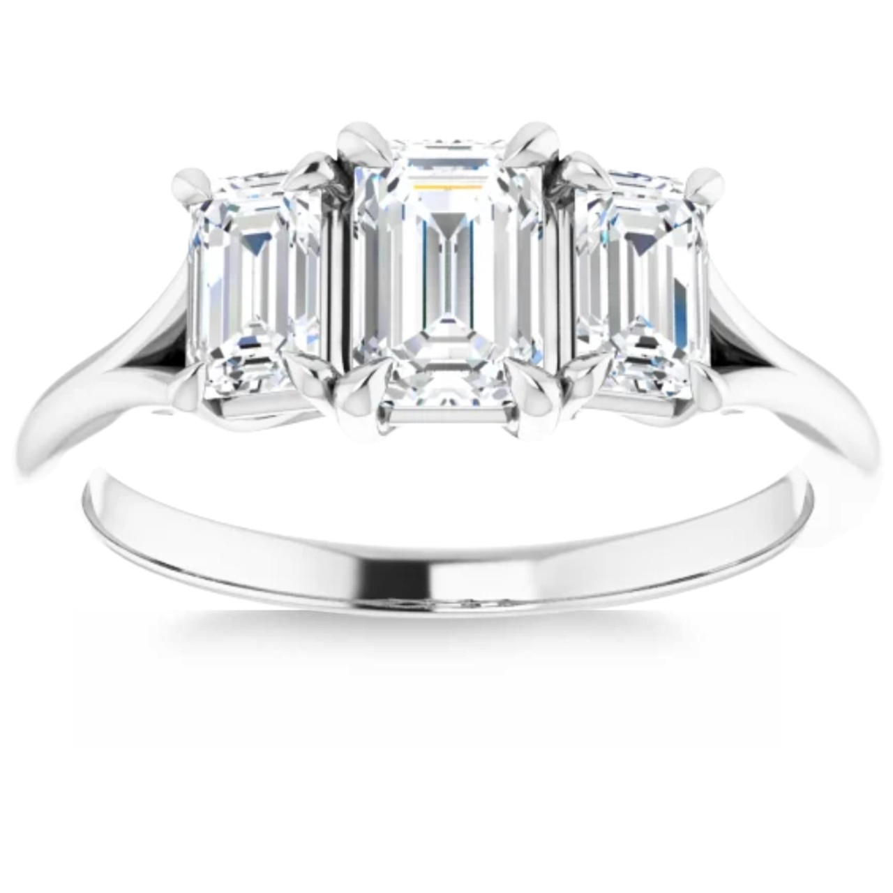 2.10Ct Emerald Cut Three Stone Diamond Engagement Ring 14k Gold Lab Grown (G-H, VS) 2.10Ct Emerald Cut Three Stone Diamond Engagement Ring 14k Gold Lab Grown (G-H, VS)