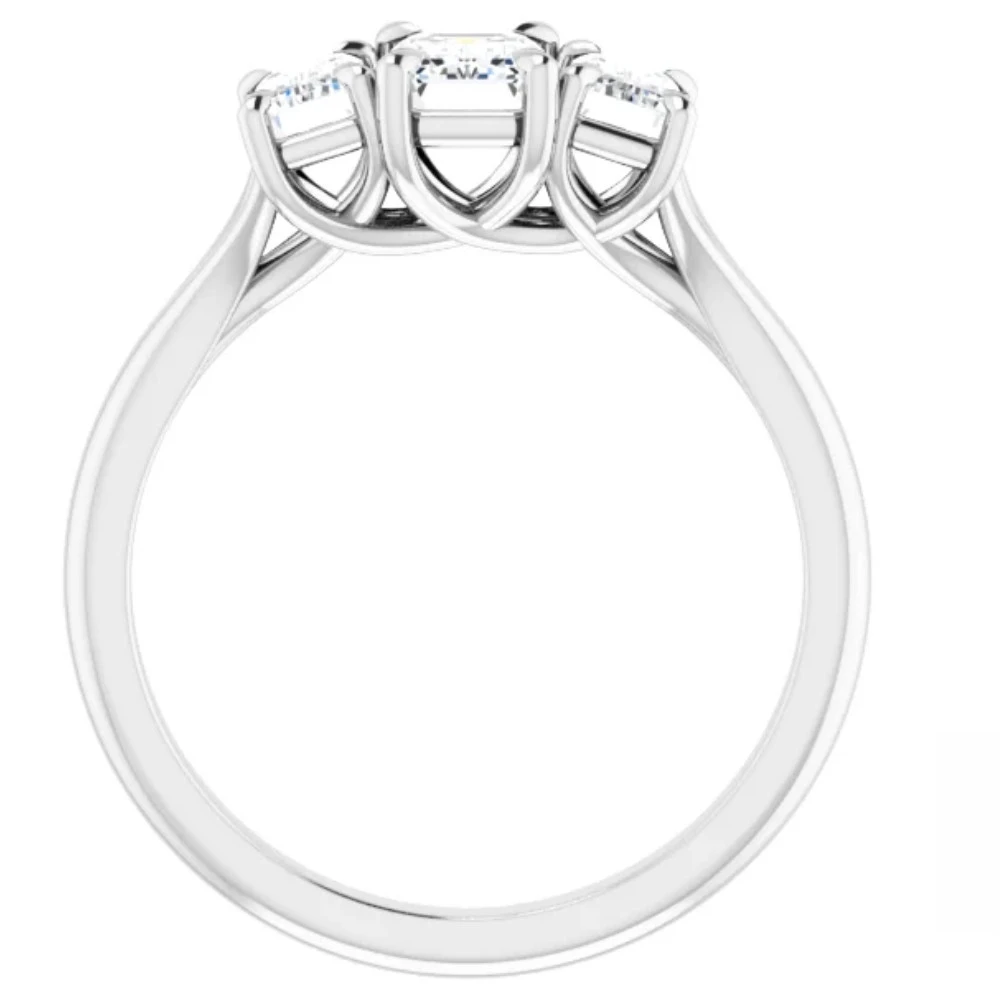 2.10Ct Emerald Cut Three Stone Diamond Engagement Ring 14k Gold Lab Grown (G-H, VS)