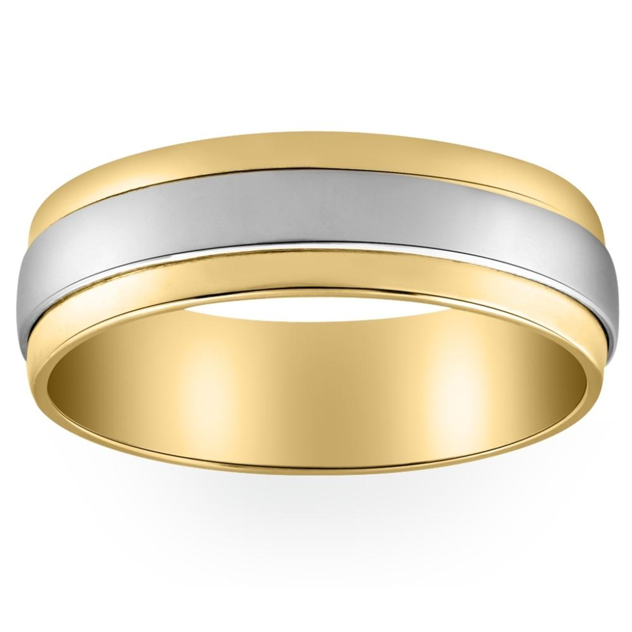 Mens 950 Platinum & 18K Yellow Gold Two Tone Wedding Band New