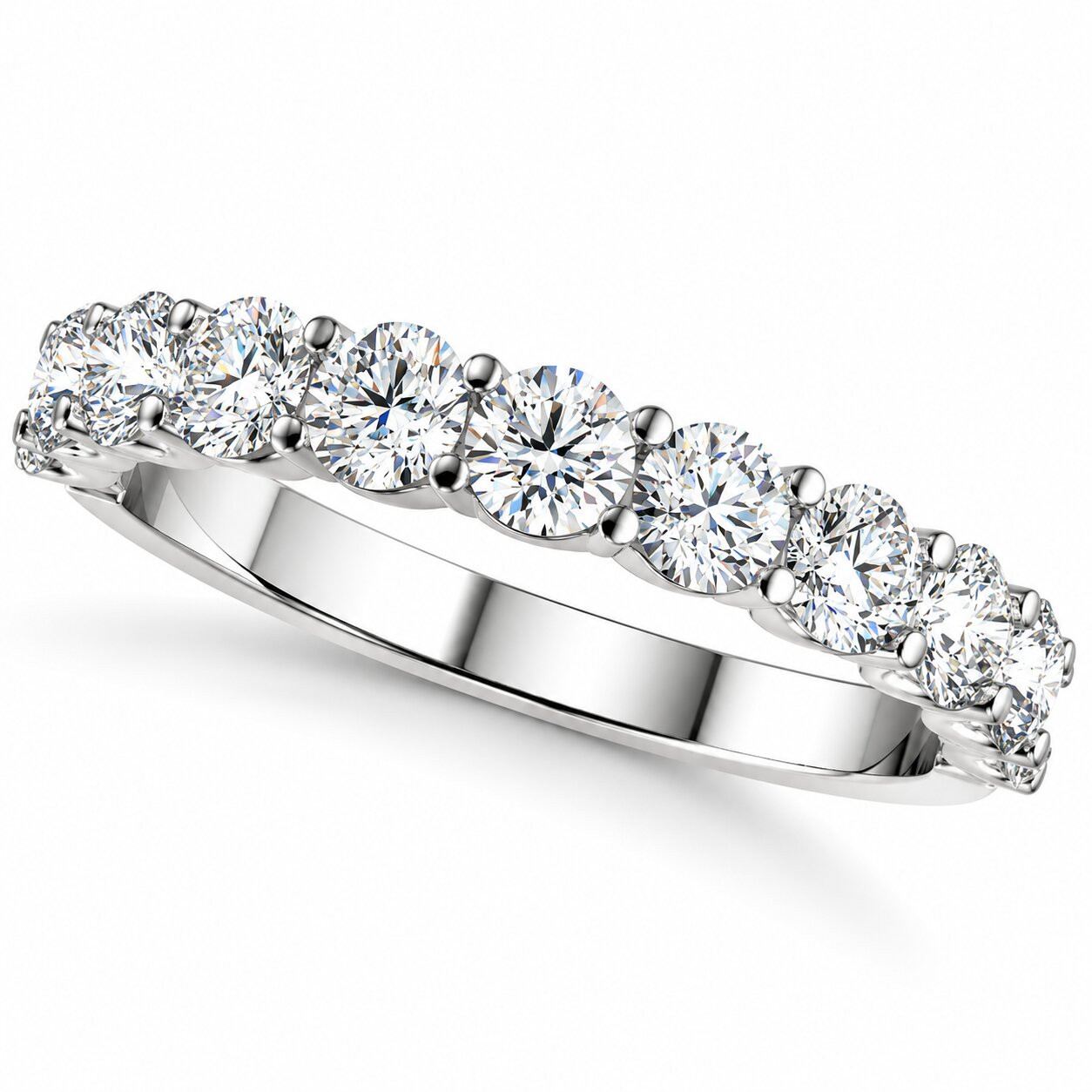 1/2Ct Diamond U Prong Wedding Ring in 14k White Gold (G-H, I1)
