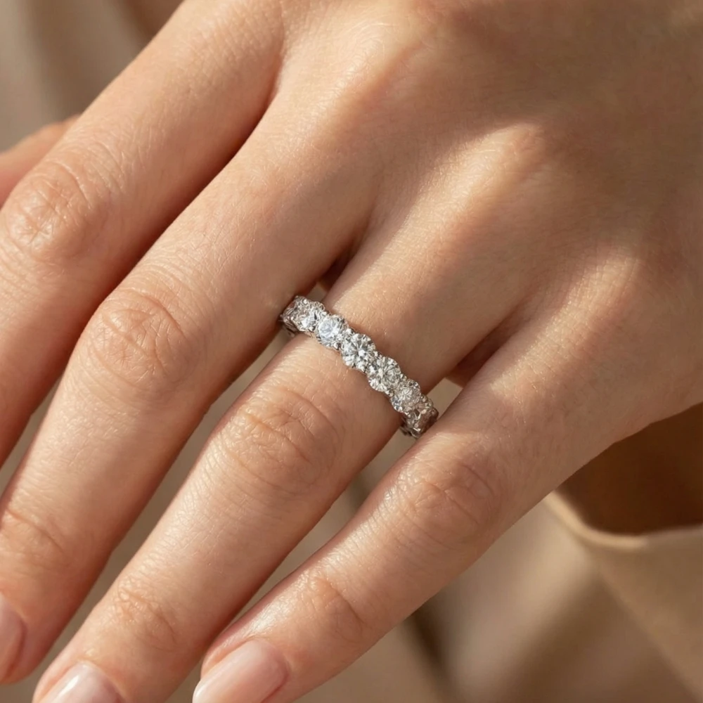 1/2Ct Diamond U Prong Wedding Ring in 14k White Gold (G-H, I1)
