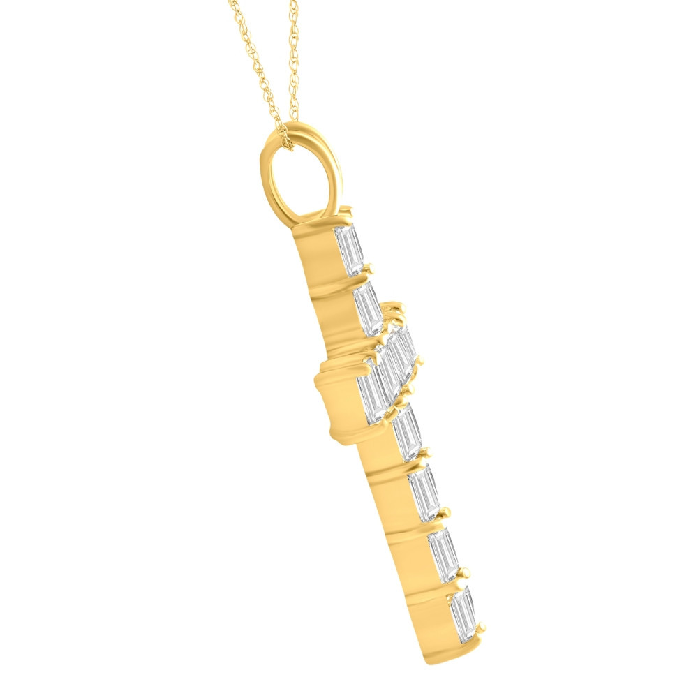 5.80Ct Princess Cut Diamond Cross Pendant 14k Gold Necklace Lab