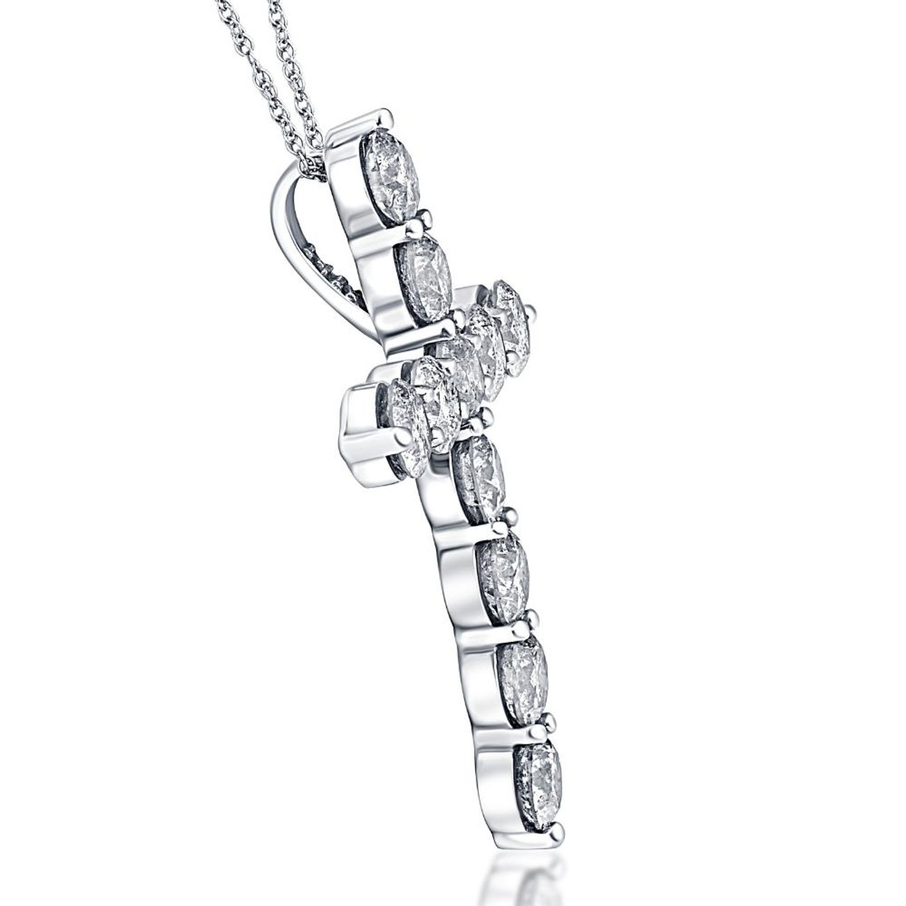 3 Carat (ctw) Diamond Cross Pendant 14k White Gold Necklace 1 1/4" (H-I, I1)