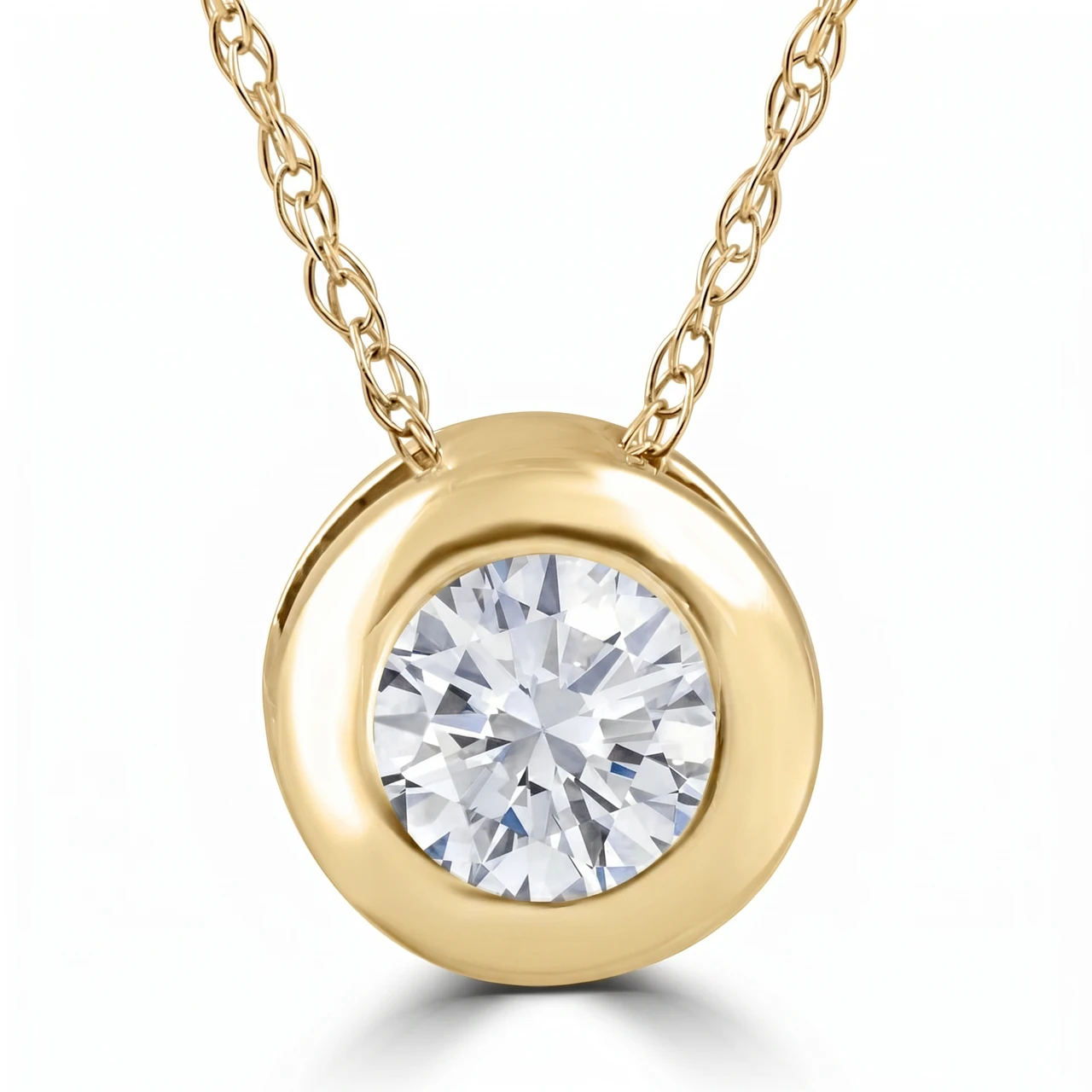 .25 - 1.00Ct Round Diamond Solitaire Pendant Necklace 14k White or Yellow Gold (G-H, I2-I3)