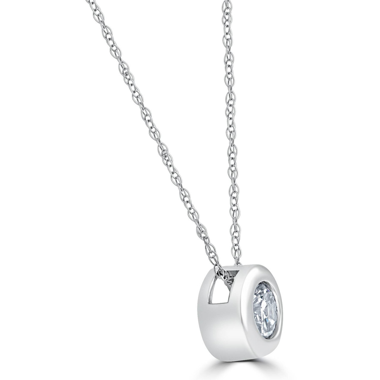 LADIES SOLITAIRE PENDANT 1.00CT ROUND DIAMOND 14K WHITE GOLD LADIES SOLITAIRE PENDANT 1.00CT ROUND DIAMOND 14K WHITE GOLD