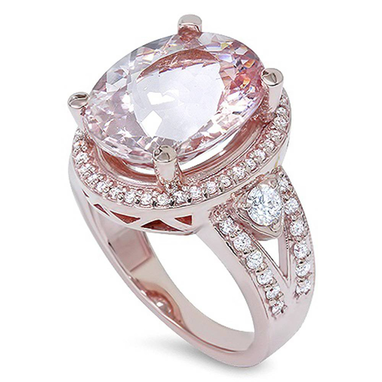 9ct rose gold Morganite & Diamond ring. 9ct rose gold Morganite & Diamond ring.