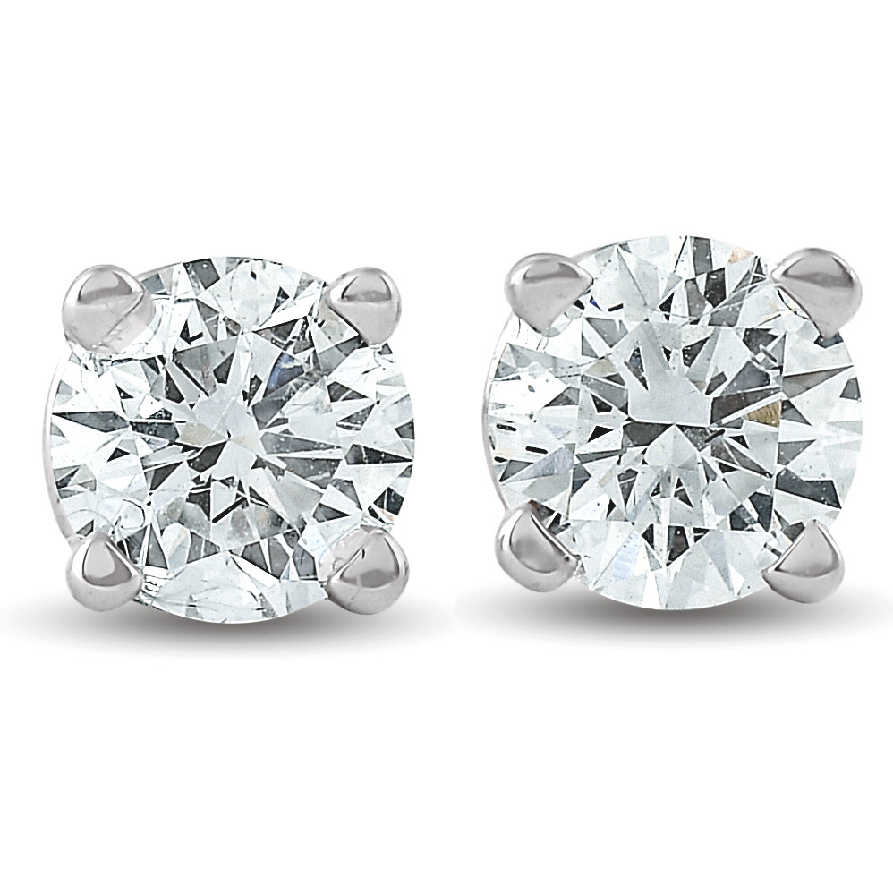 1/2Ct Round Brilliant Cut Diamond Stud Earrings in 14K Gold Classic (I-J, I2-I3)
