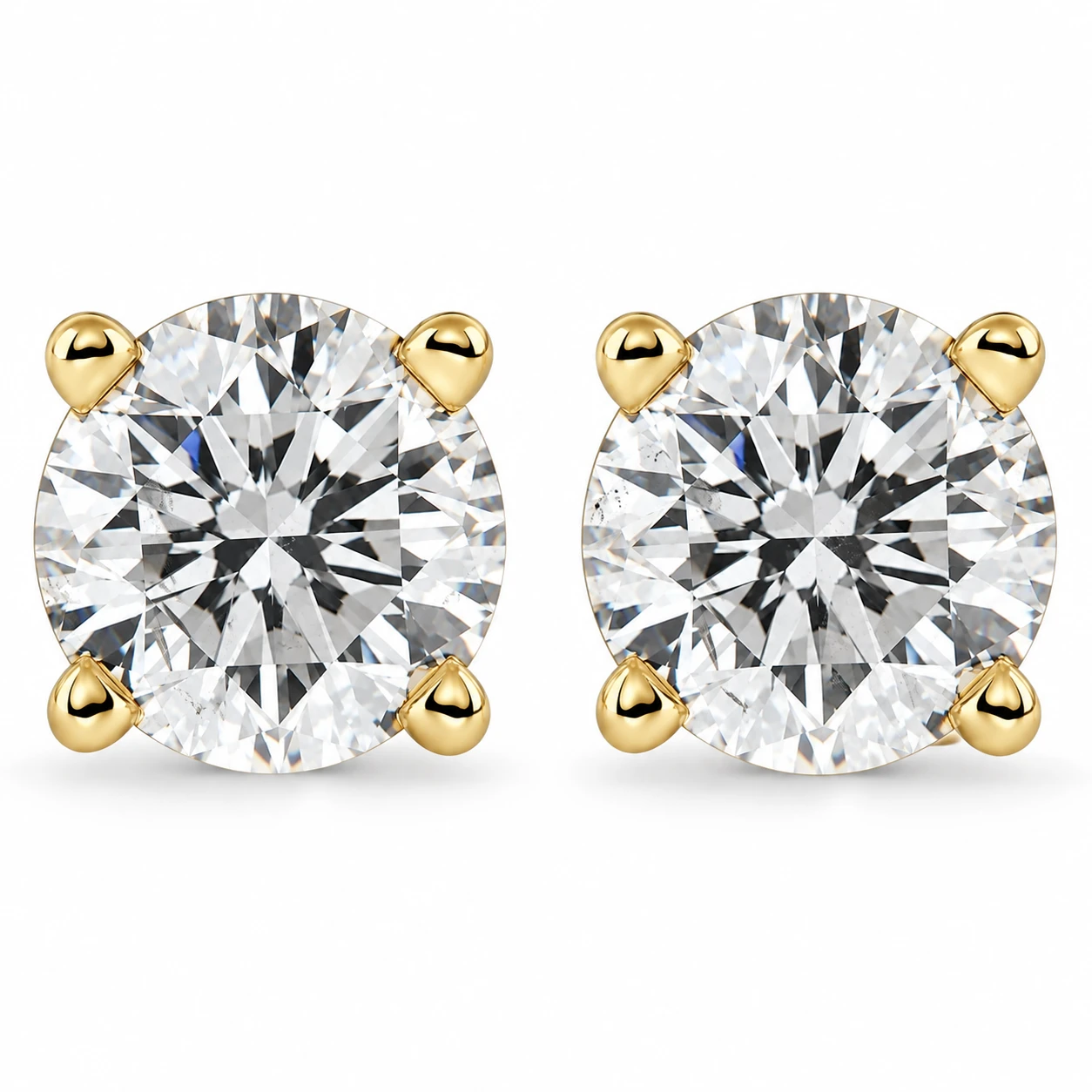 1/2Ct Round Brilliant Cut Diamond Stud Earrings in 14K Gold Classic (I-J, I2-I3)