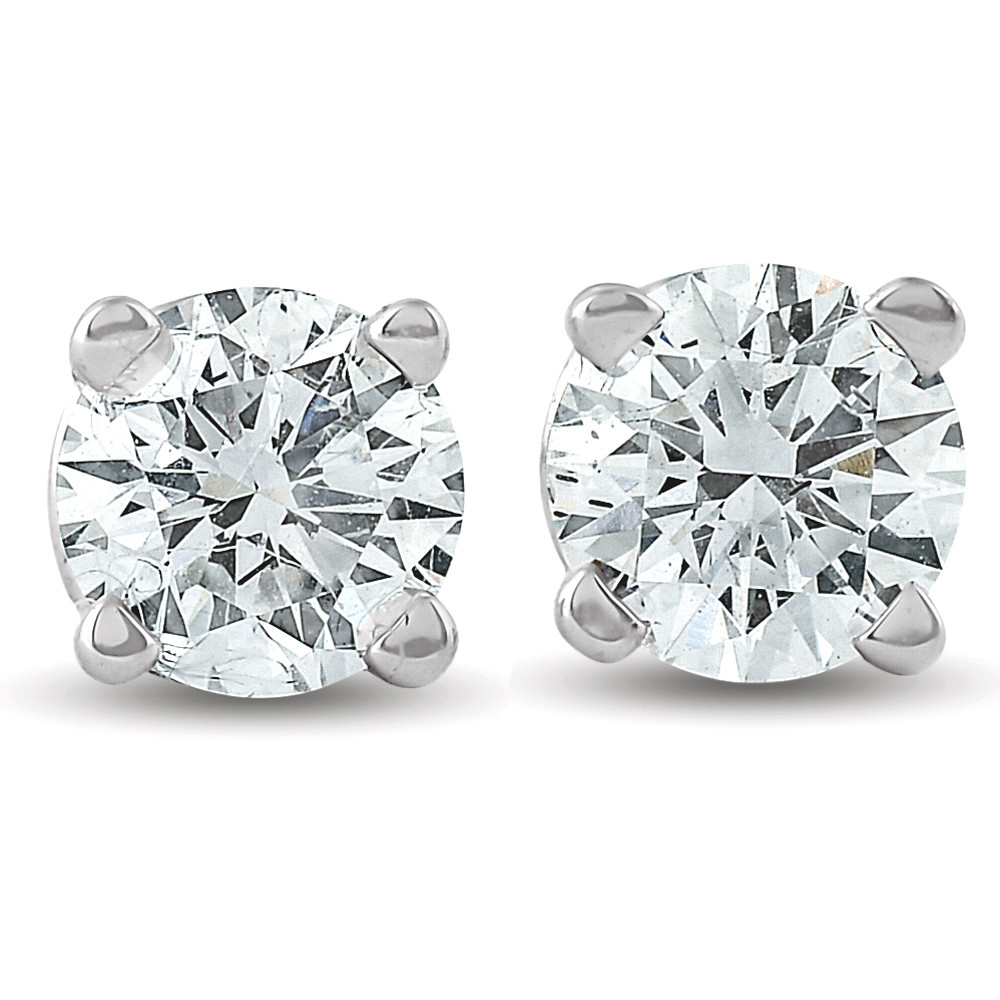 1/2Ct Round Brilliant Cut Diamond Stud Earrings in 14K Gold Classic (I-J, I2-I3)
