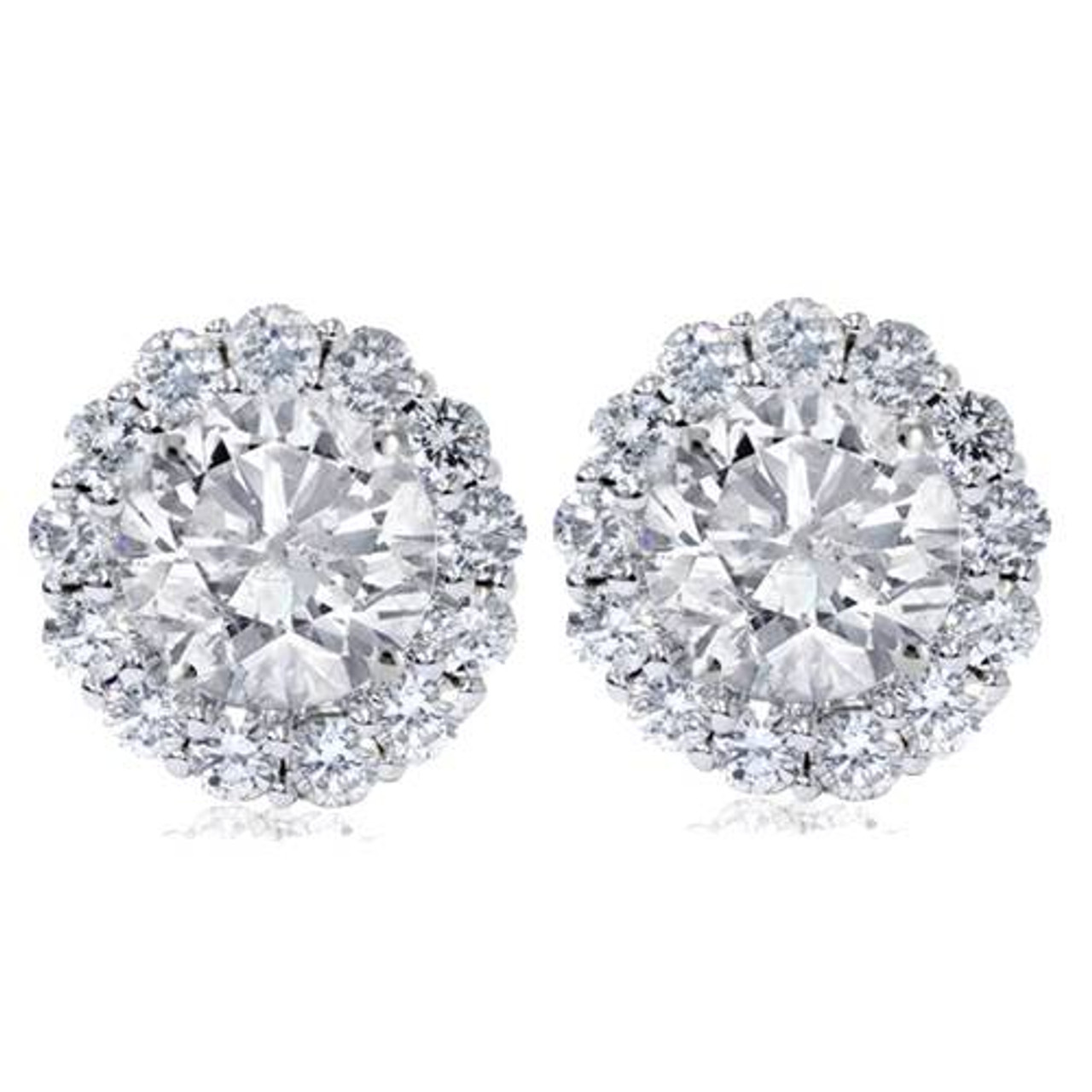 1.55Ct Diamond Studs & Earring Halo Jackets 14K White Gold (H-I, I1)