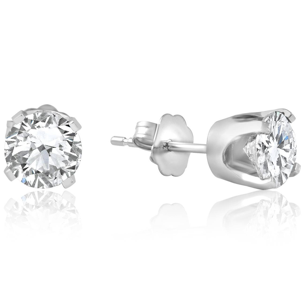 7/8ct Diamond Studs 14K White Gold (G-H, I1)