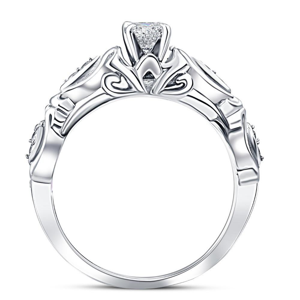 1/2ct Vintage Diamond Engagement Ring 14K White Gold (G-H, I1)