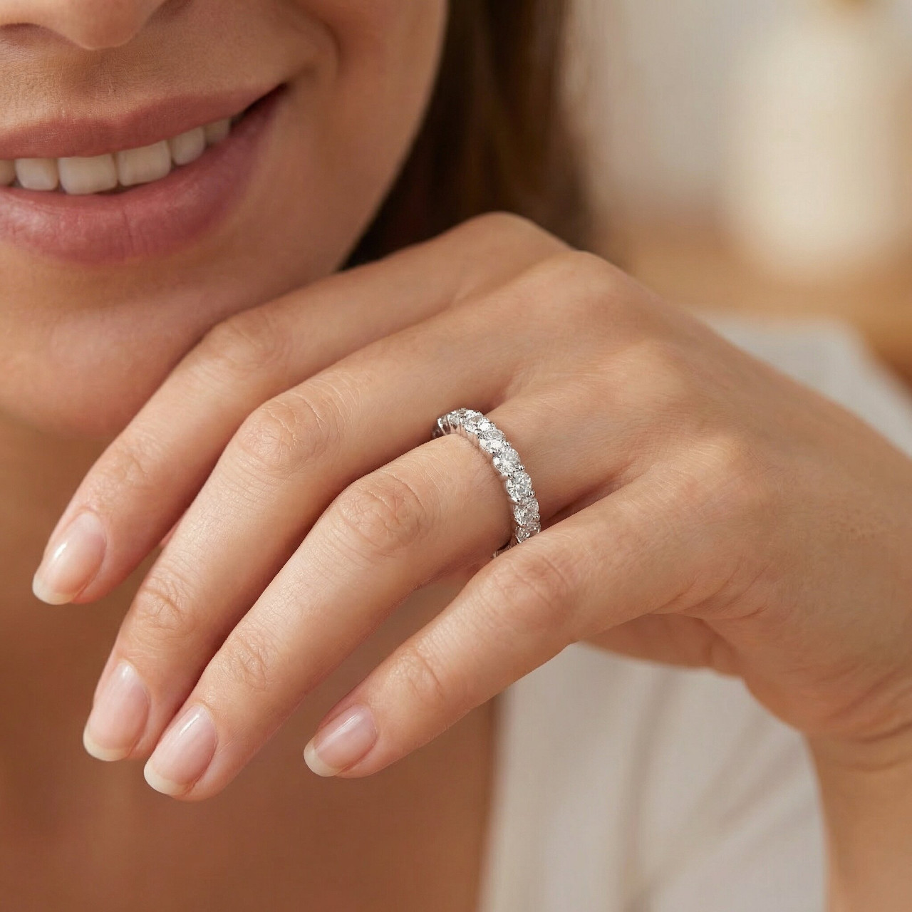 1ct Prong Diamond Eternity Ring 14K White Gold (G-H, SI)