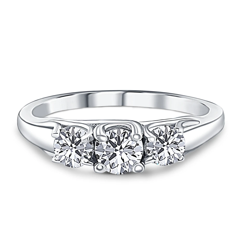 1ct Three Stone Diamond Ring 14K White Gold (G-H, I1)