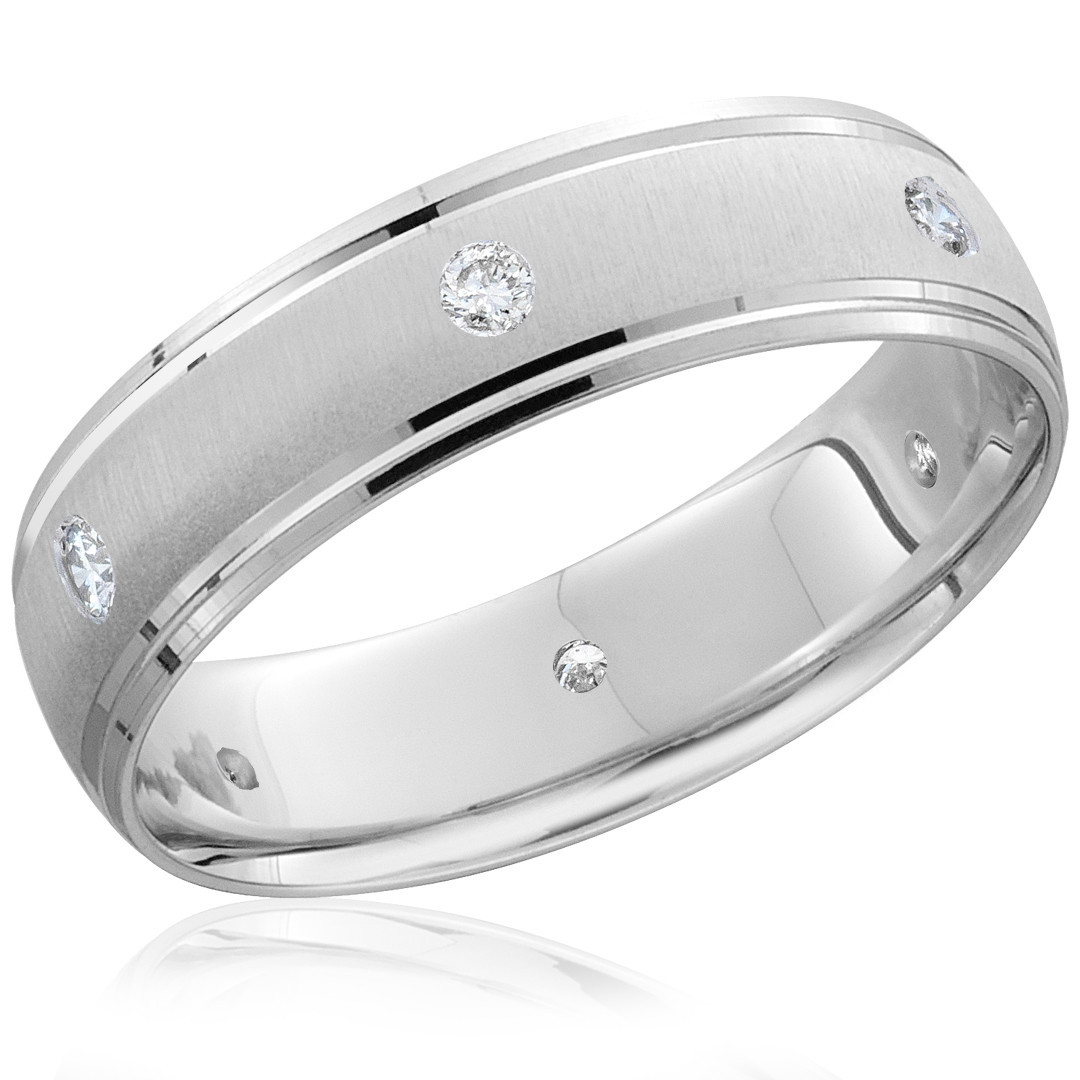 Mens 14k White Gold 6mm Wedding Ring (G-H, SI)