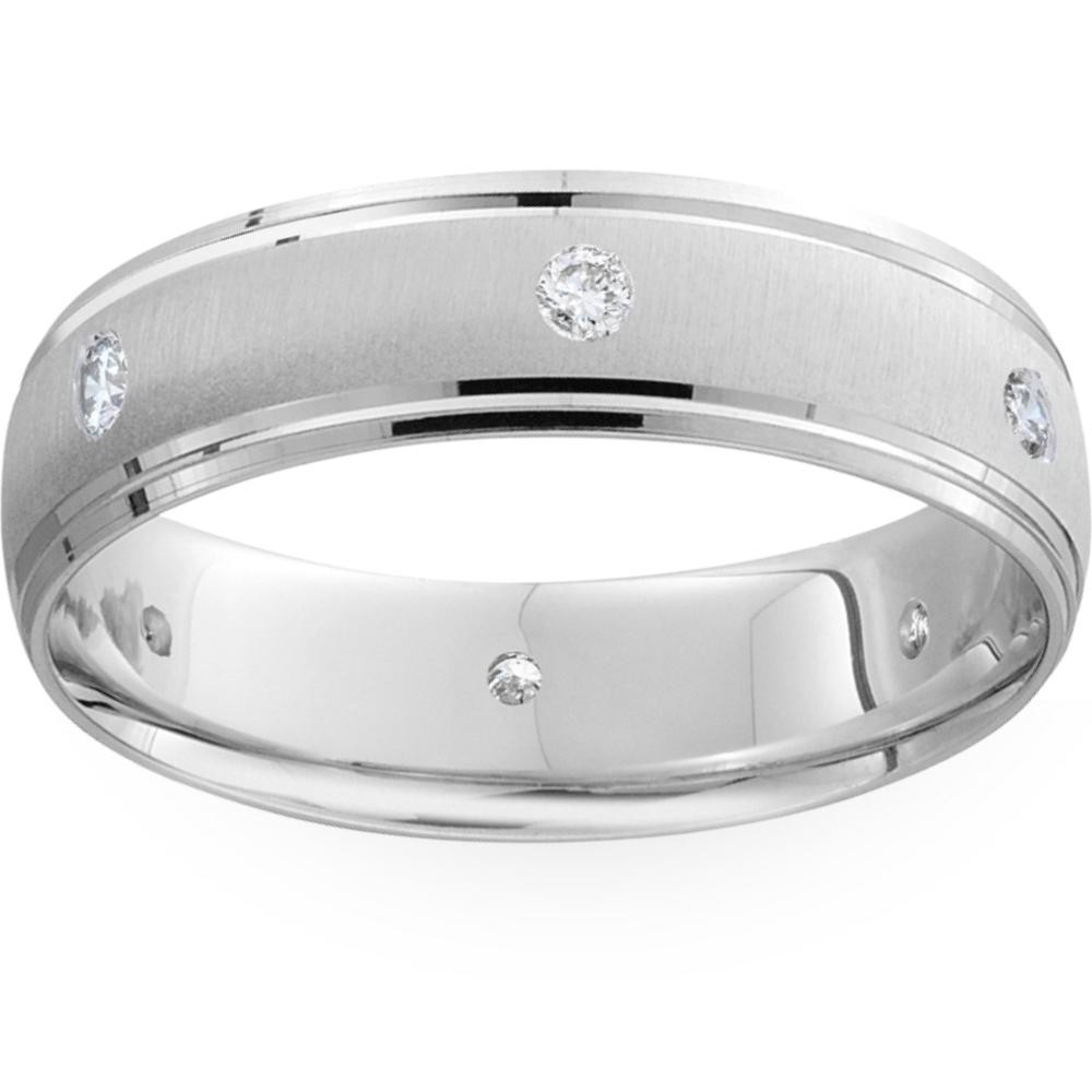 Mens 14k White Gold 6mm Wedding Ring (G-H, SI)