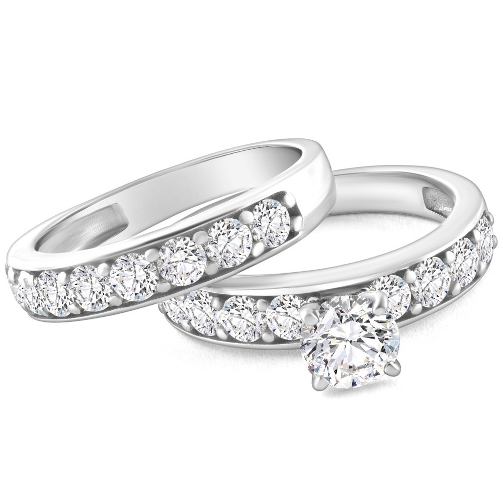 3Ct TW Diamond Engagement & Wedding Ring Set 14k White or Yellow Gold (G-H, SI)