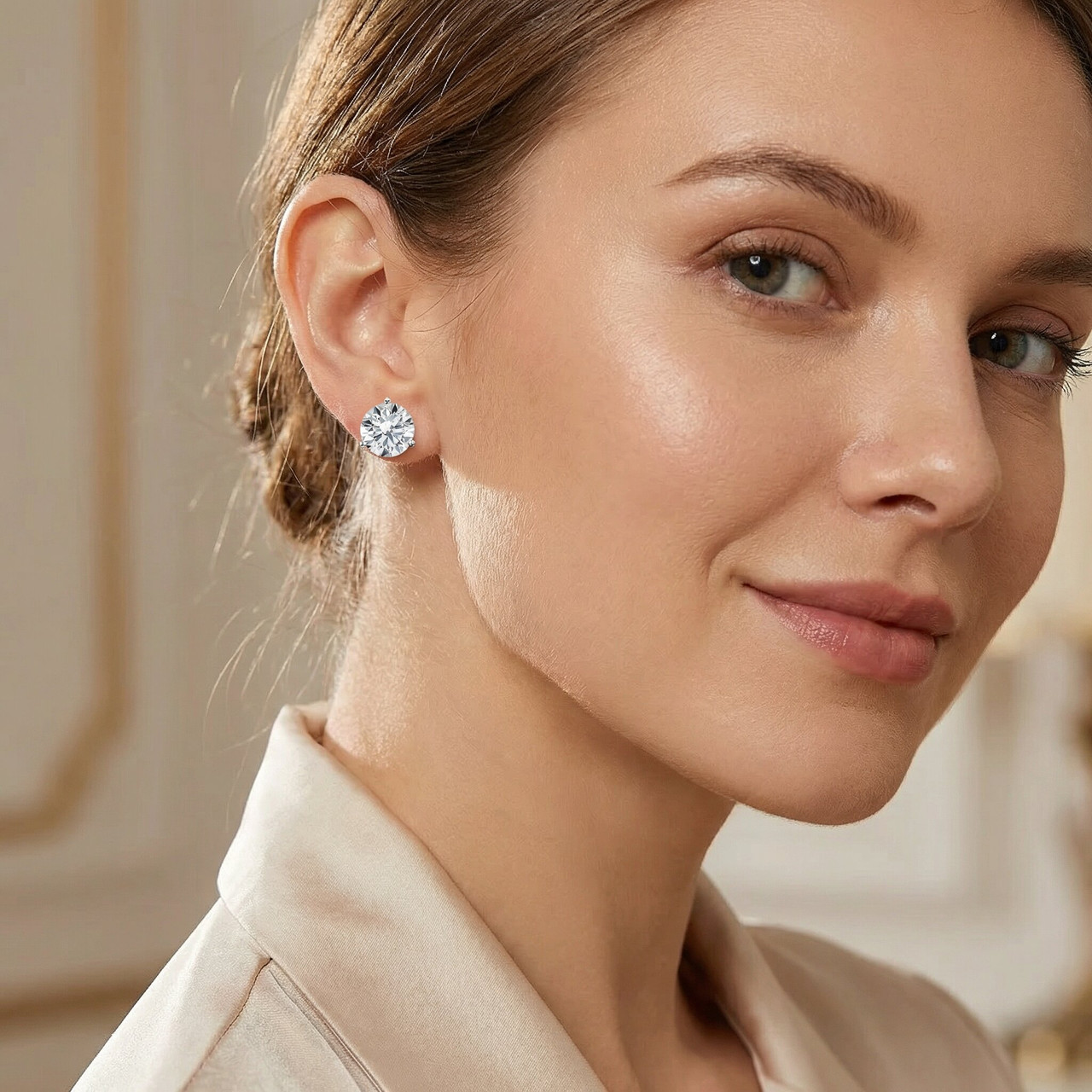 1/2ct Martini Lab Grown Diamond Studs 14K White Gold (F-G, VS)