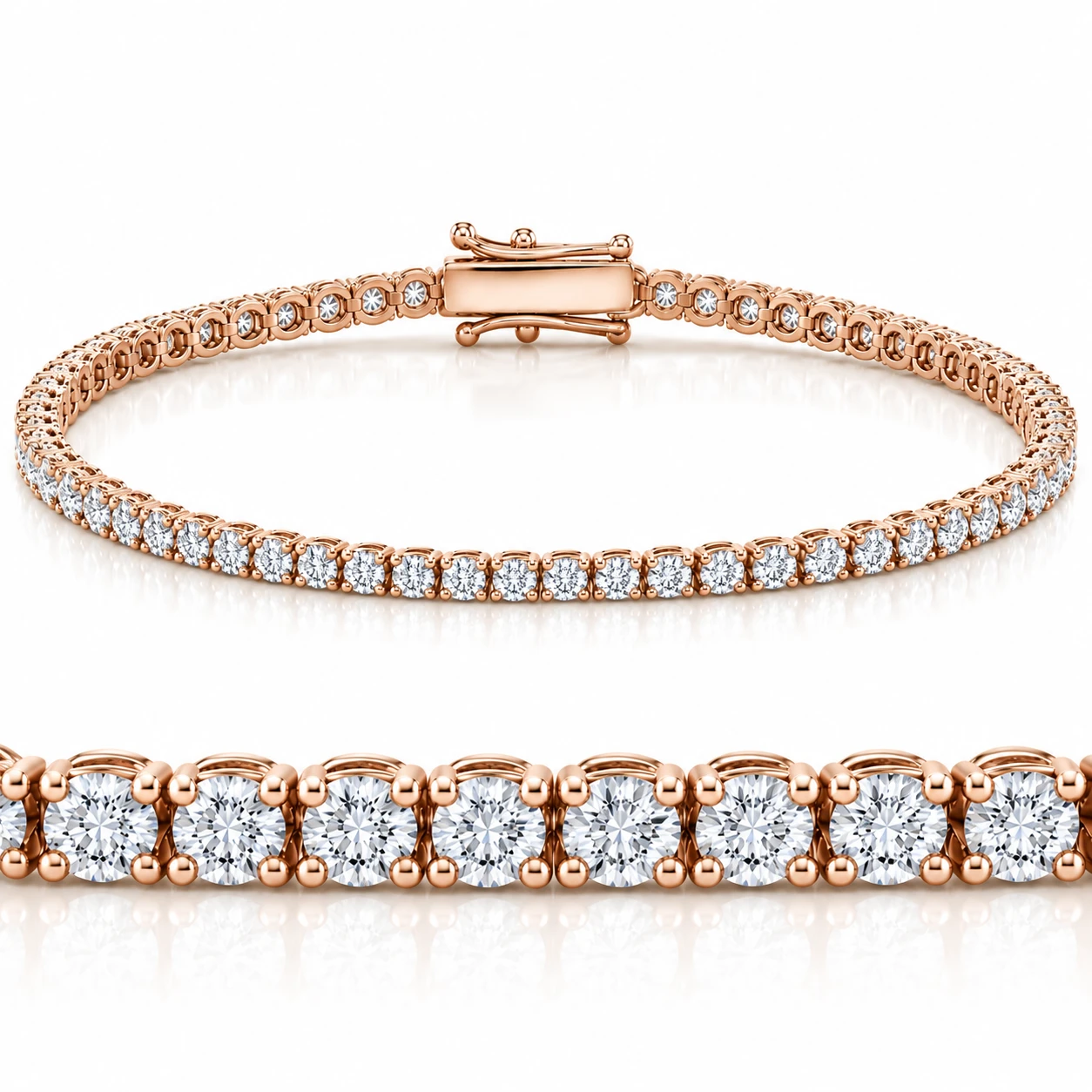 4 Ct Diamond Tennis Bracelet 14k White, Yellow, or Rose Gold Lab Grown 7" (G-H, VS)
