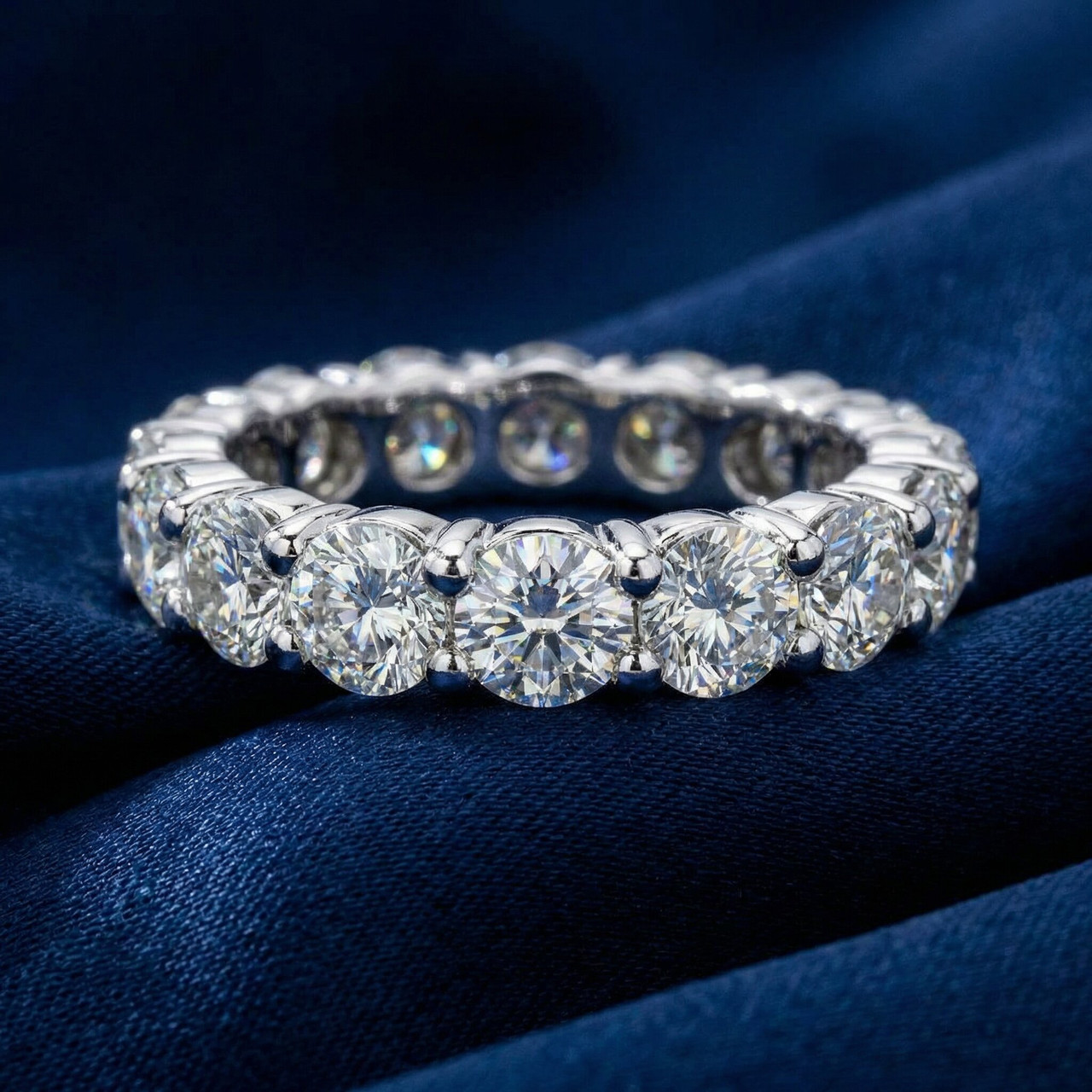 5ct Prong Diamond Eternity Ring 14K White Gold (H-I, I1)