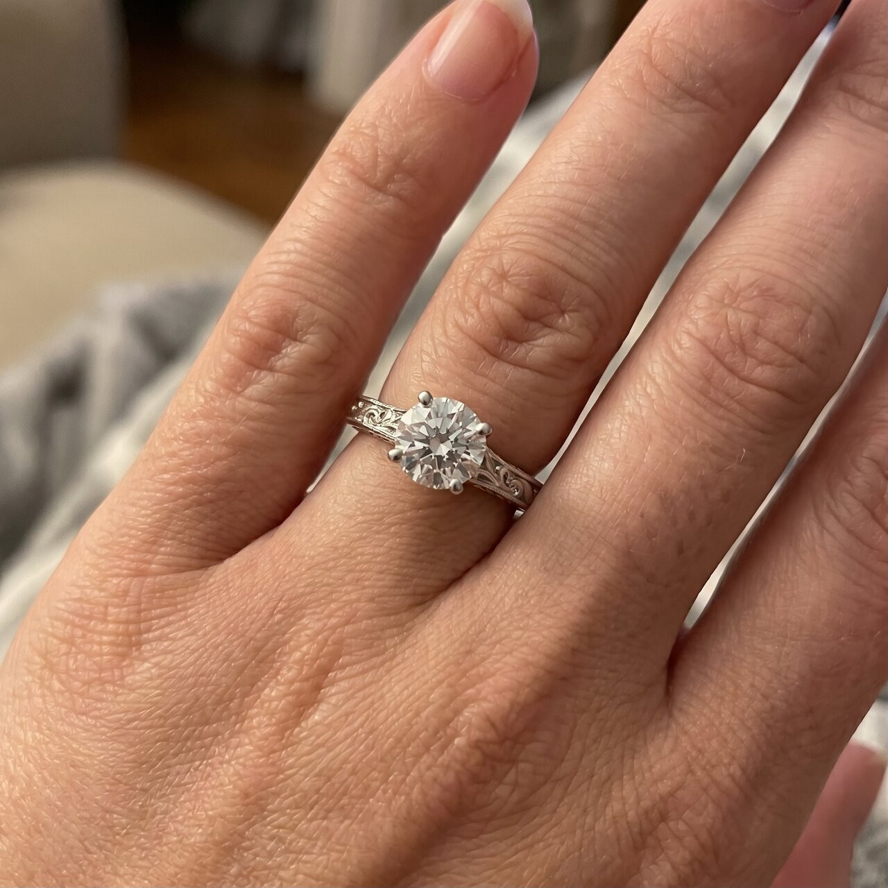 1 1/4Ct Round Vintage Solitaire Lab Grown Diamond Engagement Ring 14k Gold (F-G, VS2-SI1)