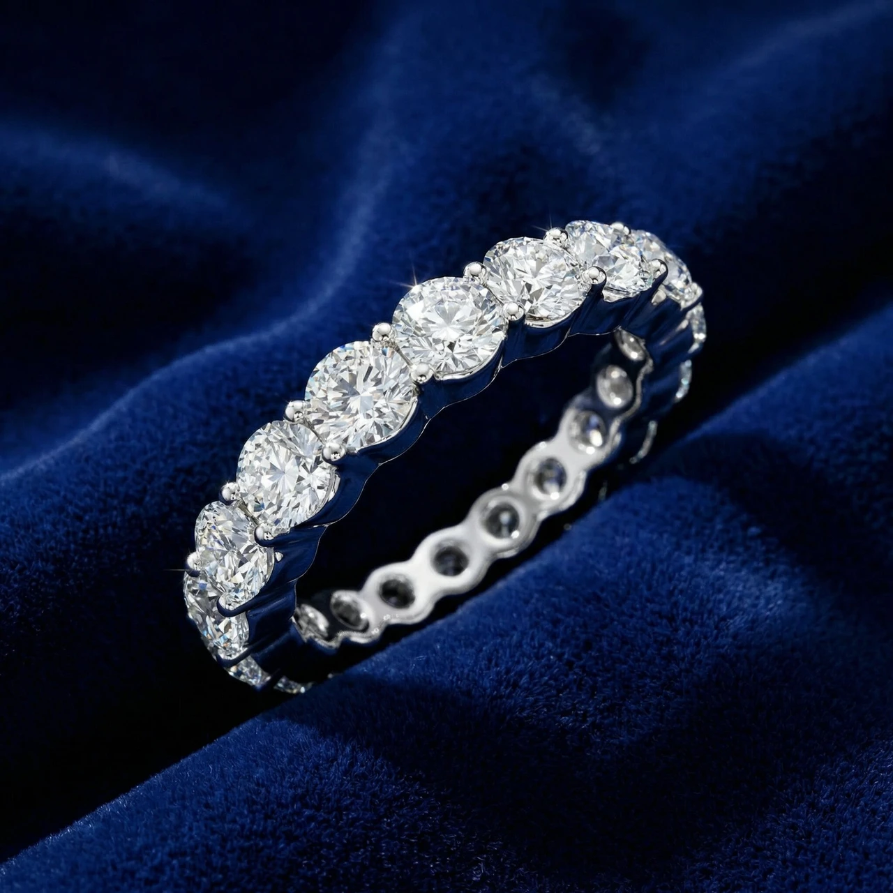 1 - 5 Ct Round Cut Diamond Eternity Ring Lab Grown 14k White Yellow or Rose Gold (F-G, VS2-SI1)