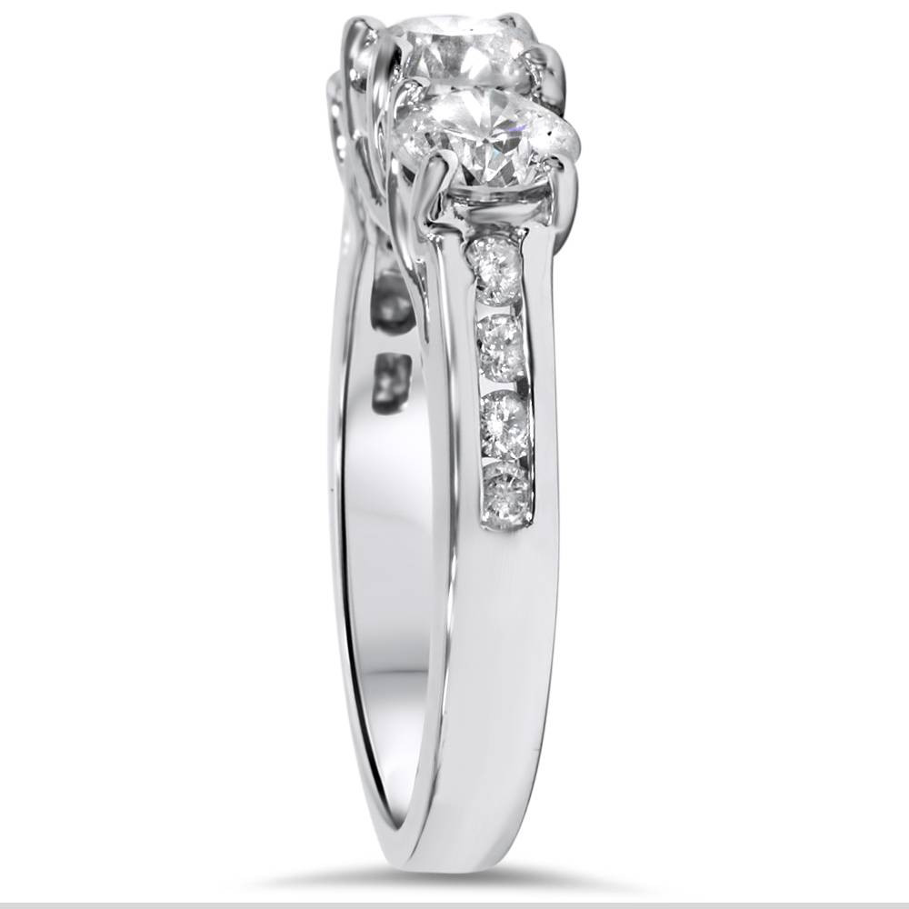 2ct Diamond Three Stone Ring 14K White Gold (H-I, I1)