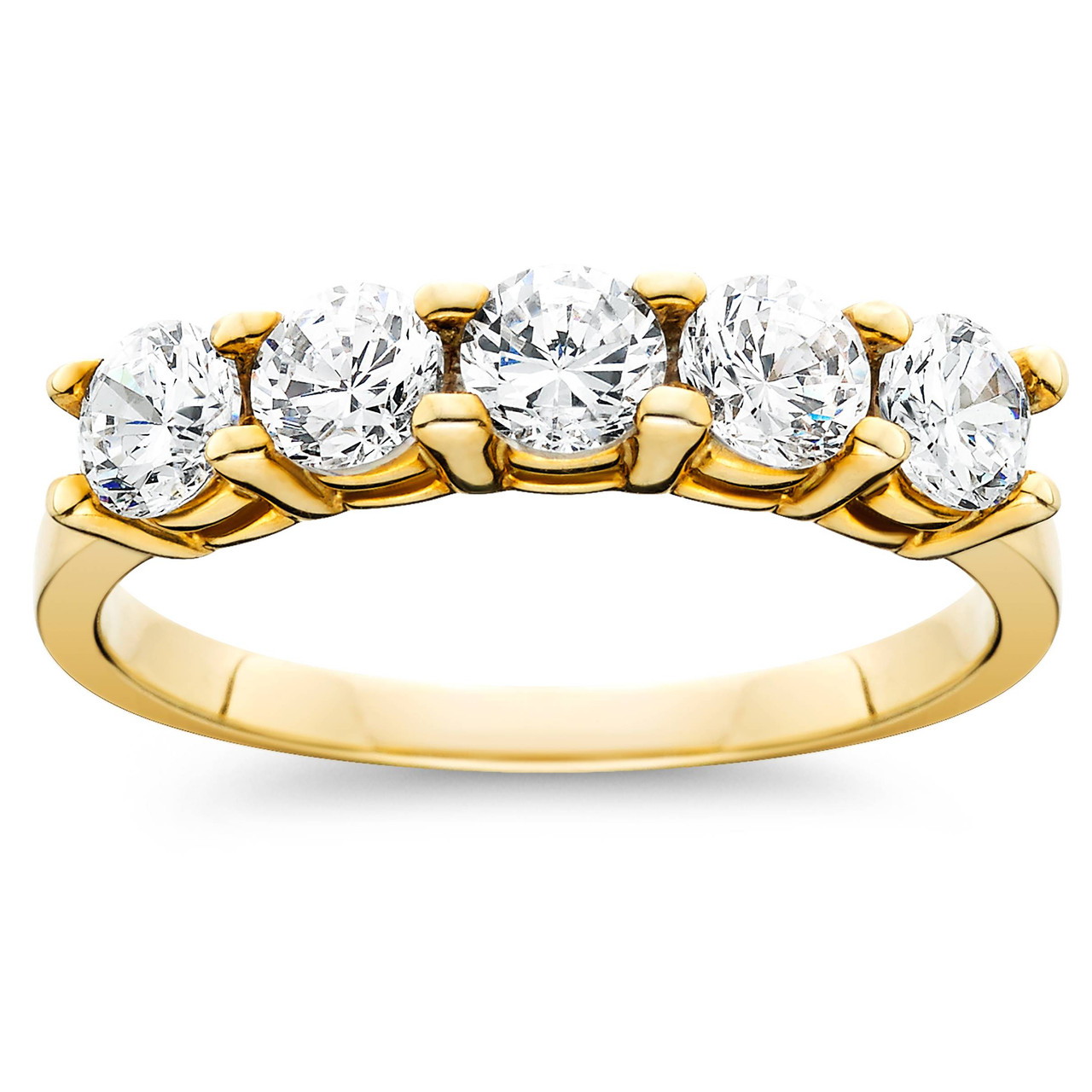 1ct Five Stone Diamond Ring 14K Yellow Gold (G-H, I2-I3)