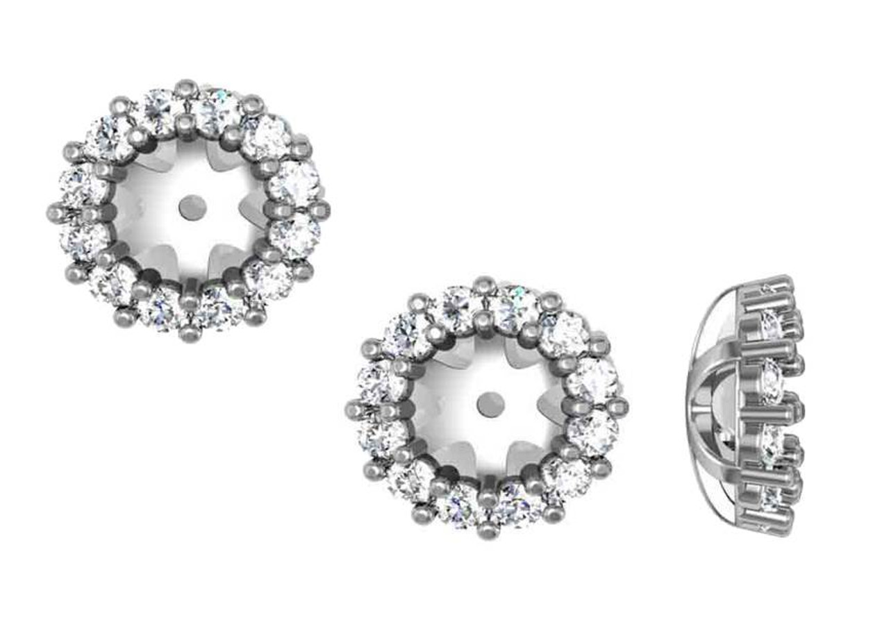 1/2ct Halo Diamond Earring Jackets 14K White Gold (5-5.5mm) (G-H, SI)