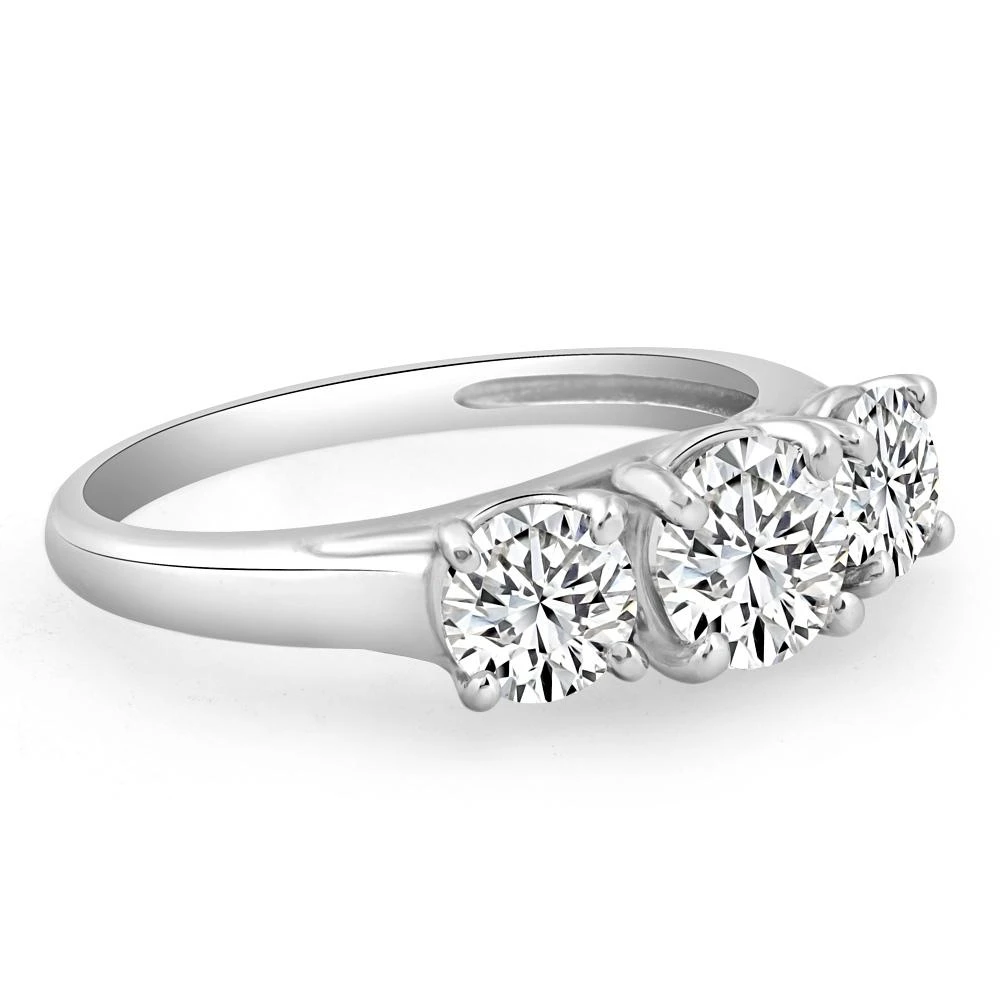 1 3/4 Ct Three Stone Diamond Engagement Ring 10K White Gold Lab Grown (H-I, VS)