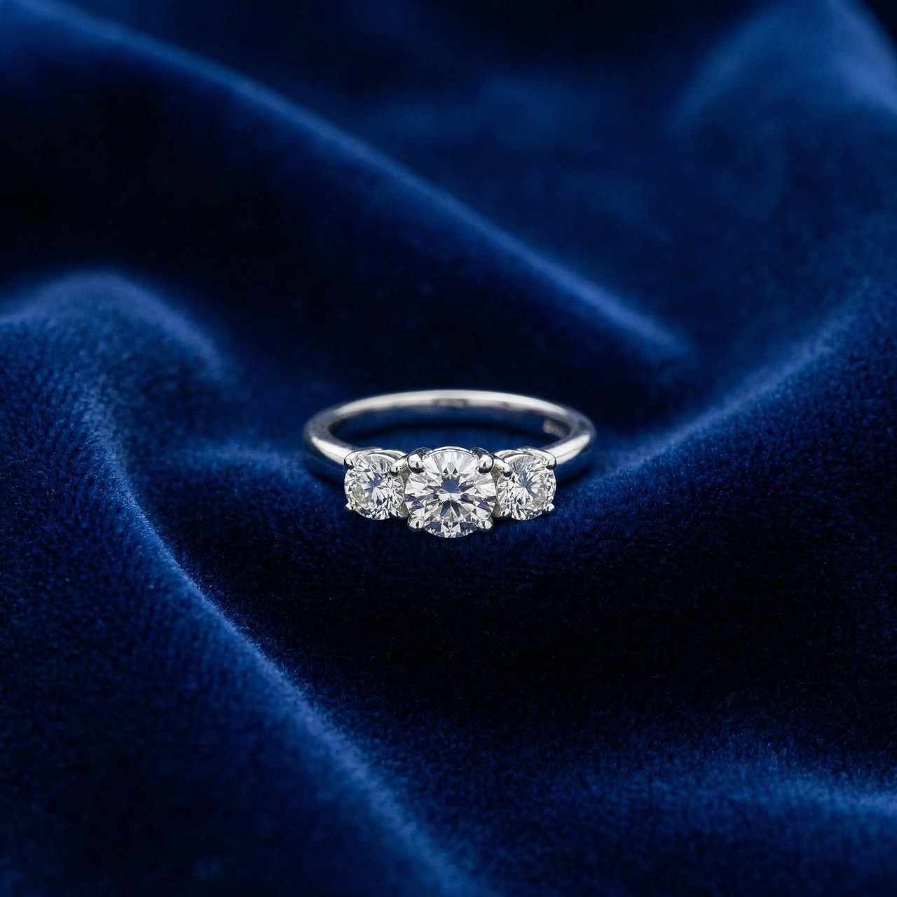 1 3/4 Ct Three Stone Diamond Engagement Ring 10K White Gold Lab Grown (H-I, VS)