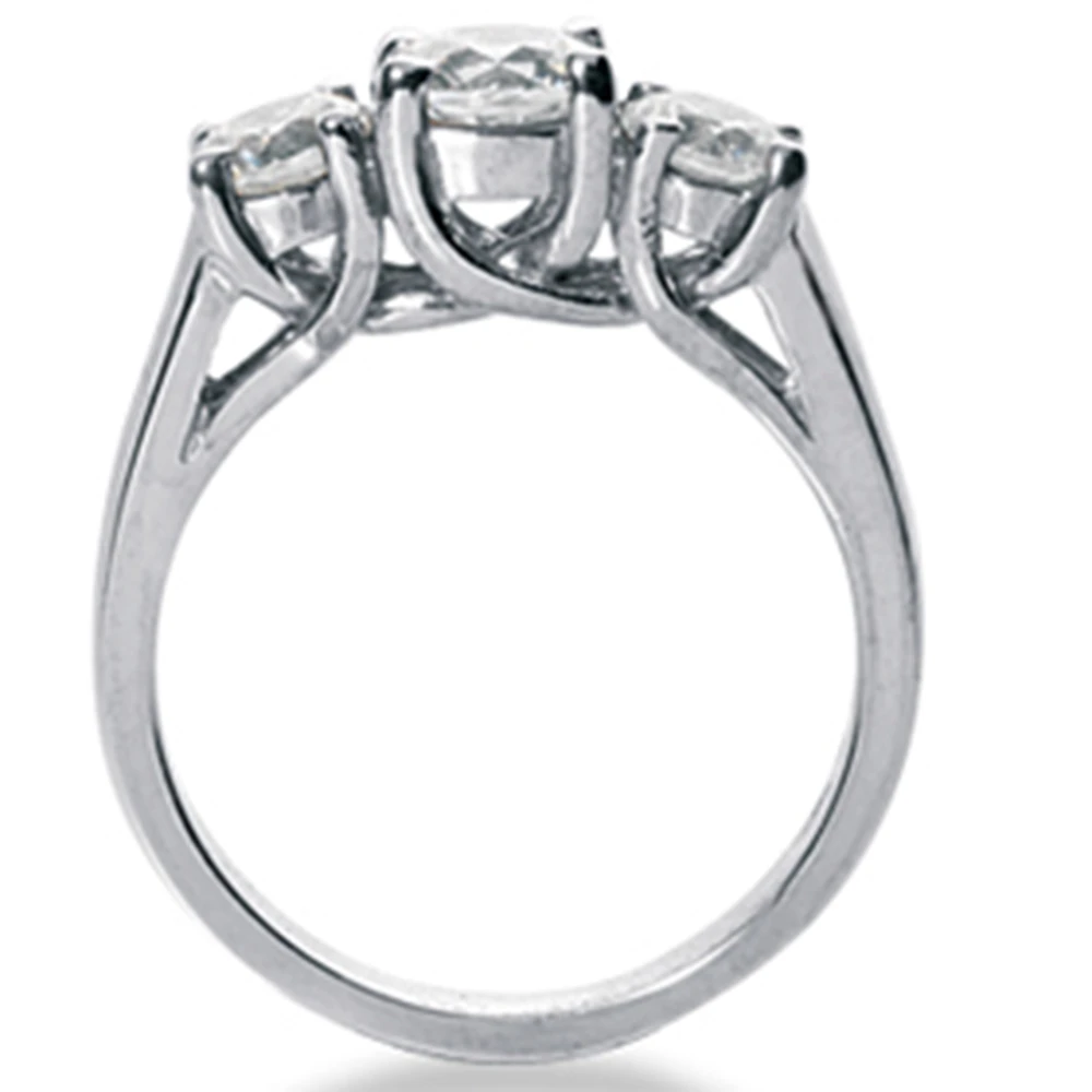 1 3/4 Ct Three Stone Diamond Engagement Ring 10K White Gold Lab Grown (H-I, VS)